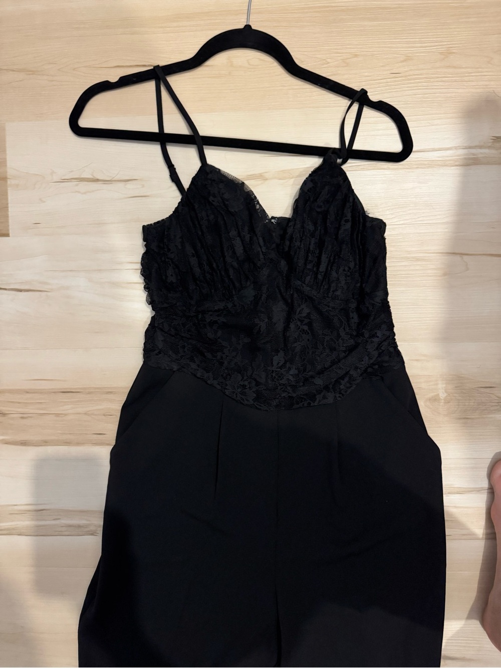 Express Black Lace Bodice Spaghetti-Strap Jumpsuit